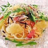 グレープフルーツとベーコンの冷製パスタ